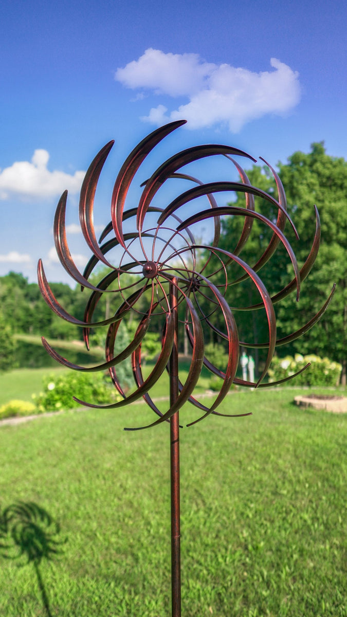 Copper Grande Windswept Kinetic Garden Wind Spinner Art Sculpture