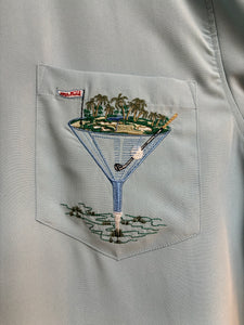 Fine Resortwear Golf Shirt Aquamarine 19th Hole Men's Dress Camp Shirt Bamboo Cay