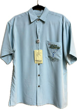 Load image into Gallery viewer, Fine Resortwear Golf Shirt Aquamarine 19th Hole Men&#39;s Dress Camp Shirt Bamboo Cay