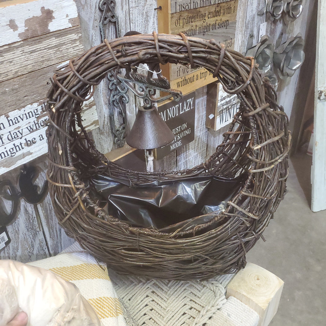 Grape Vine wicker basket with large handle