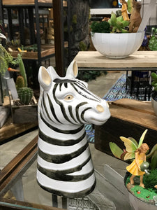 Zebra Head Ceramic Vase Safari Theme Planter