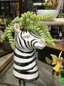 Zebra Head Ceramic Vase Safari Theme Planter