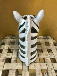 Zebra Head Ceramic Vase Safari Theme Planter