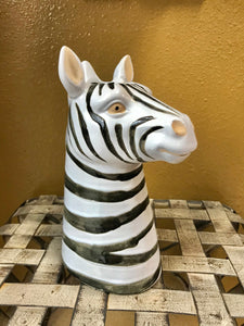 Zebra Head Ceramic Vase Safari Theme Planter