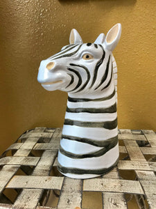 Zebra Head Ceramic Vase Safari Theme Planter