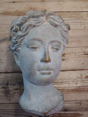 Greek Diana Weathered Cement Head Face Planter for Succulents