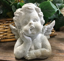 Load image into Gallery viewer, Classic cherub statue 6&quot; tall garden art cement concrete statue cherub lover&#39;s gift