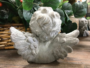 Classic cherub statue 6" tall garden art cement concrete statue cherub lover's gift