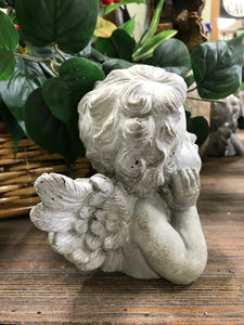 Classic cherub statue 6" tall garden art cement concrete statue cherub lover's gift