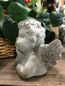 Classic cherub statue 6" tall garden art cement concrete statue cherub lover's gift