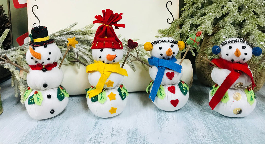 Adorable Hanging Fabric Snowman Ornaments