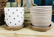 Load image into Gallery viewer, Stylish Terracotta Planter Polka Dot or Striped 4&quot; pot with drainage