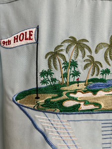 Fine Resortwear Golf Shirt Aquamarine 19th Hole Men's Dress Camp Shirt Bamboo Cay