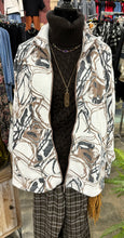 Load image into Gallery viewer, Ivory, Brown and Back accents Long Knit Zippered Cardigan ever Sassy Brand