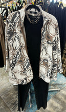 Load image into Gallery viewer, Ivory, Brown and Back accents Long Knit Zippered Cardigan ever Sassy Brand