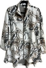 Load image into Gallery viewer, Ivory, Brown and Back accents Long Knit Zippered Cardigan ever Sassy Brand