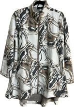 Load image into Gallery viewer, Ivory, Brown and Back accents Long Knit Zippered Cardigan ever Sassy Brand