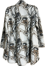 Load image into Gallery viewer, Ivory, Brown and Back accents Long Knit Zippered Cardigan ever Sassy Brand