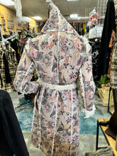 Load image into Gallery viewer, Faux Suede and Sherpa Dusty Floral Groovy Long tie-waist Coat Duster Reversible