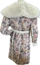 Load image into Gallery viewer, Faux Suede and Sherpa Dusty Floral Groovy Long tie-waist Coat Duster Reversible