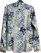 Load image into Gallery viewer, Men&#39;s Beige with Blue Pattern Long Sleeve Dress Shirt 7 Downie Street Brand