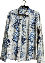 Load image into Gallery viewer, Men&#39;s Beige with Blue Pattern Long Sleeve Dress Shirt 7 Downie Street Brand