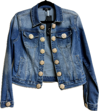 Load image into Gallery viewer, Orly Brand Woman&#39;s Denim Jean Jacket with Fancy Gold Button Detail