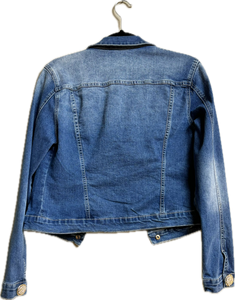 Orly Brand Woman's Denim Jean Jacket with Fancy Gold Button Detail