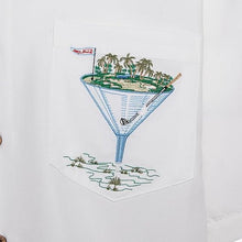 Load image into Gallery viewer, Men&#39;s White Golf Shirt Dressy short sleeve 19th Hole Par and Bar by Bamboo Cay