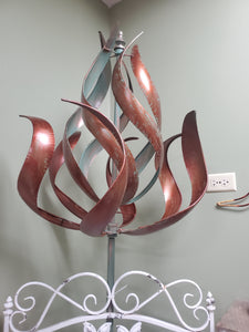 Copper Flame Kinetic Garden Wind Spinner Garden Art Sculpture HH165