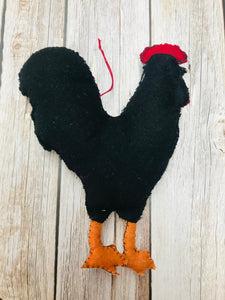 Charming Decorative Felt and Patchwork Rooster Ornament