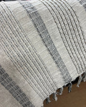 Load image into Gallery viewer, 70&quot; Gray Striped Cotton Heavy Weave Throw Blanket