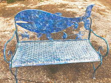 Load image into Gallery viewer, Metal Whale Bench | Nautical Bench | Whale designed bench | Free Shipping | Blue Vintage Look | Full Size | Coastal Iron Bench