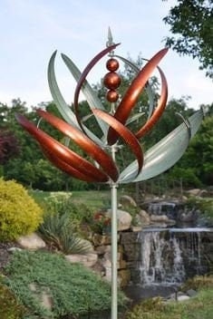 Spring Reeds copper verde Kinetic Garden Wind Spinner Garden Art Sculpture HH162